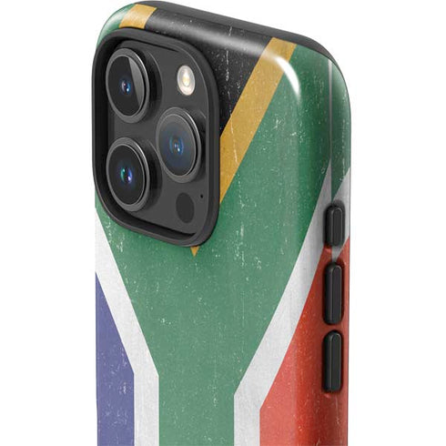 South Africa Flag Distressed iPhone 16 Pro Impact Case
